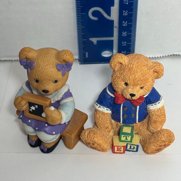 Vintage Bronson Collectibles 90s School Bear Figurines Lot of 2 BC Rare - Picture 9 of 9